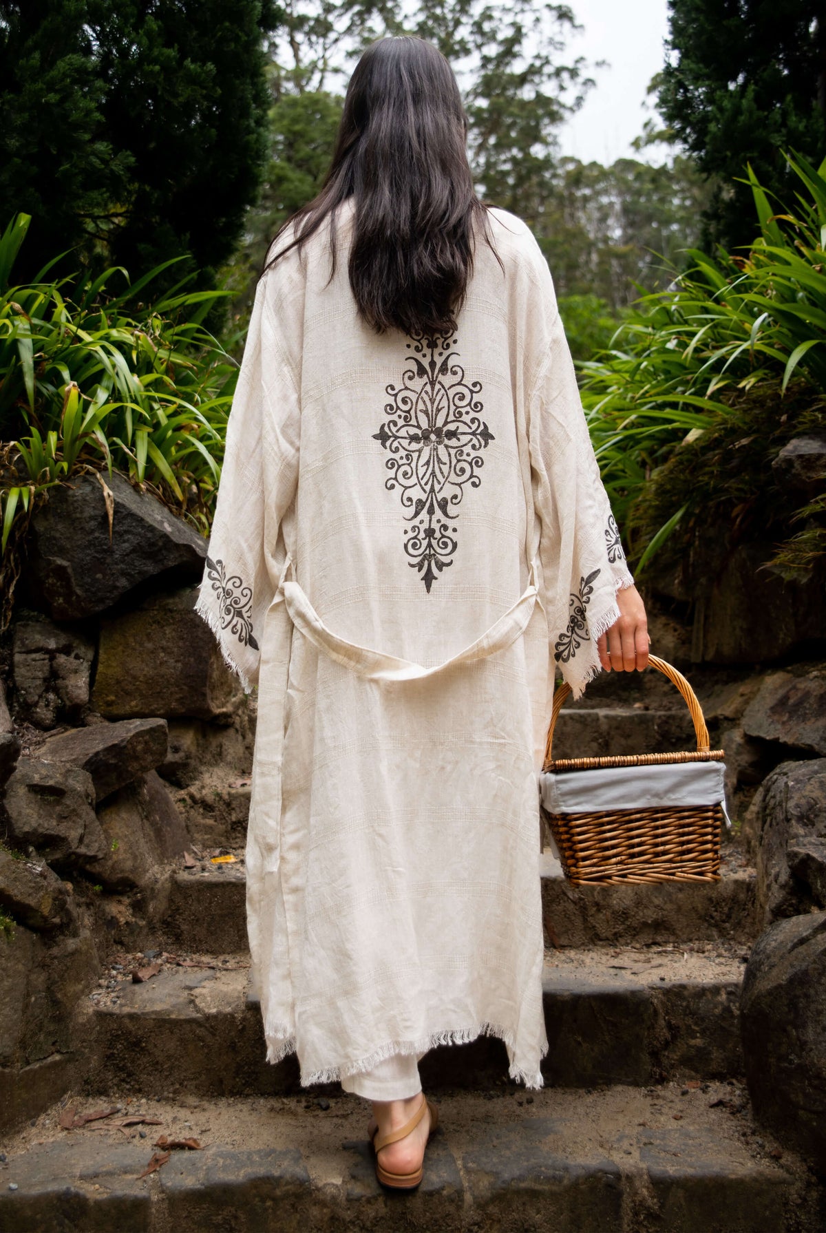 women's robe washed linen robe linen dressing gown