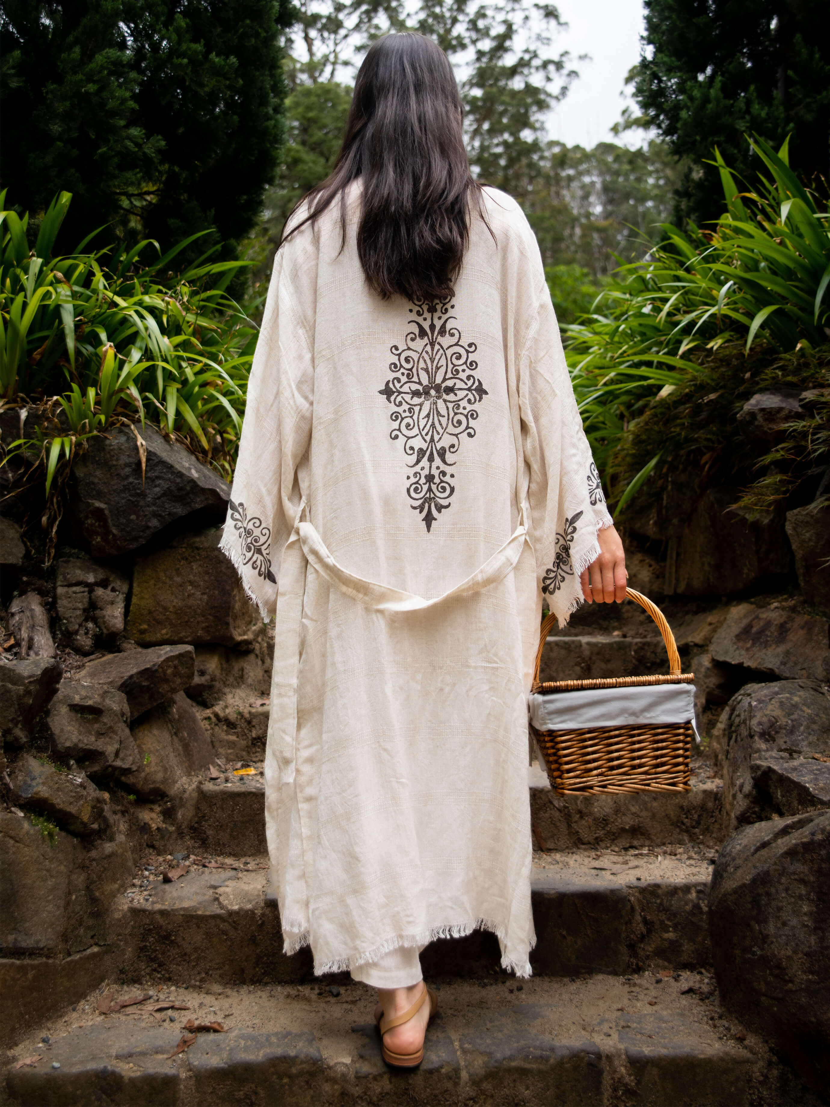 women's robe washed linen robe linen dressing gown