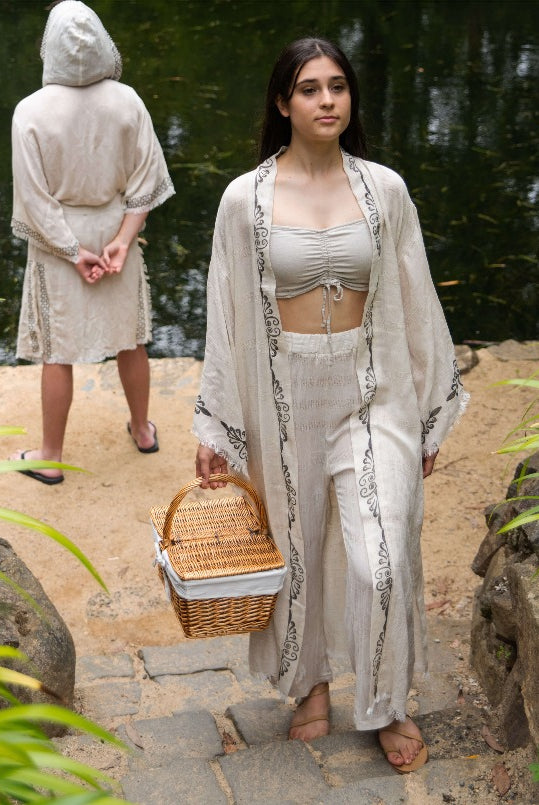 washed linen women's robe linen dressing gown