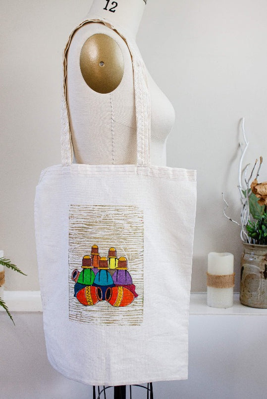 hand-painted tote bag