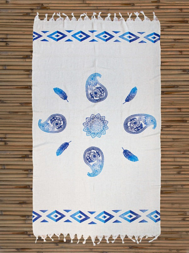 linen sarong linen turkish towel blue printed turkish towel