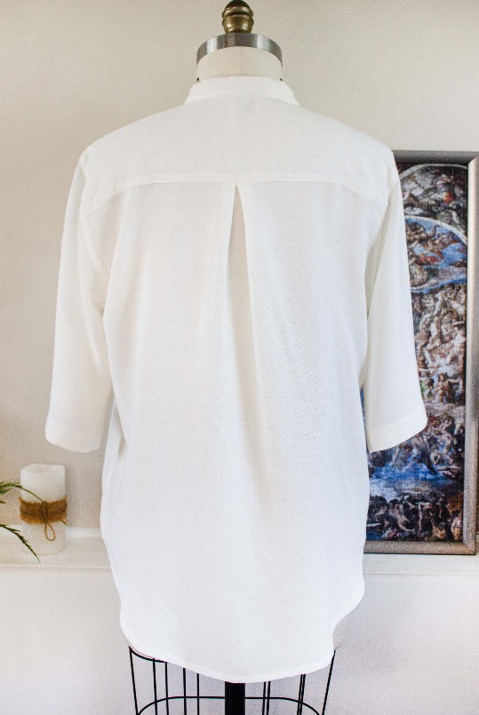 bamboo relaxed shirt white woman shirt summer shirt button up