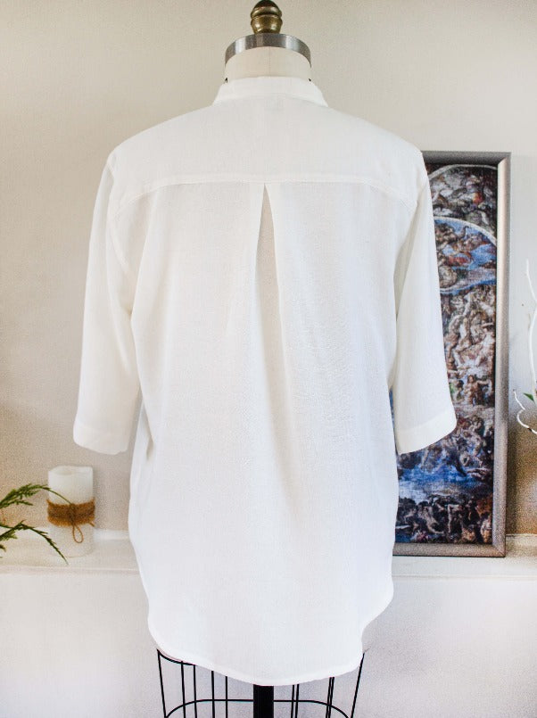 bamboo relaxed shirt white woman shirt summer shirt button up