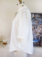 bamboo relaxed shirt white woman shirt summer shirt button up