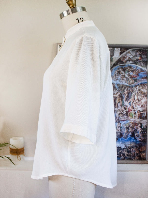 bamboo relaxed shirt white woman shirt summer shirt button up