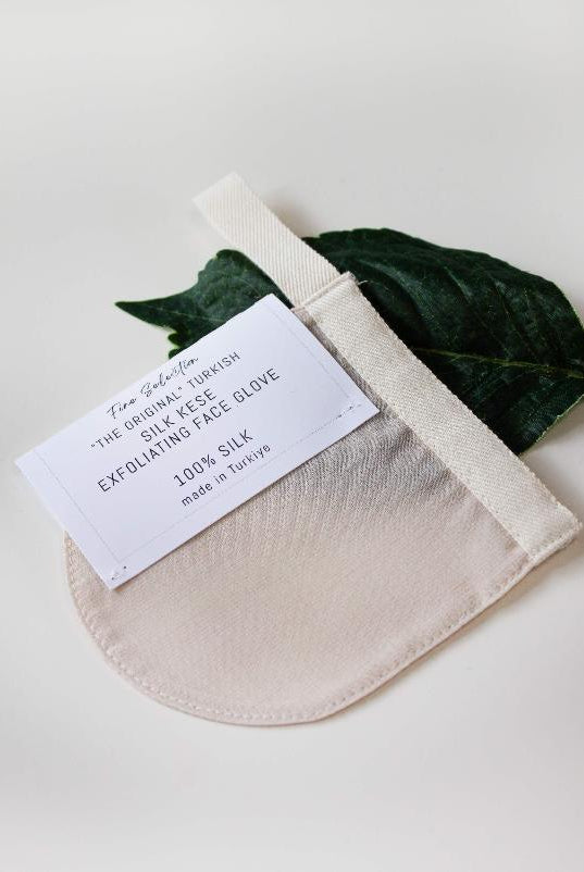 silk face glove, silk exfoliating mitt, exfoliating glove, silk kese, turkish silk kese, bath glove