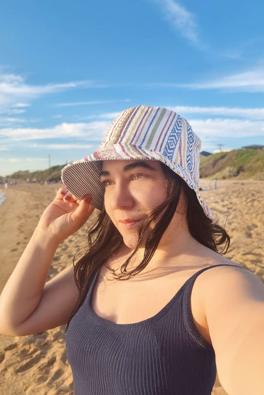 reversible bucket hat made in melbourne cotton for summer