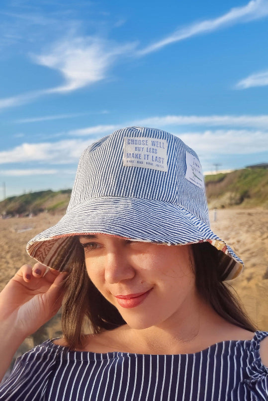 reversible bucket hat made in melbourne cotton for summer