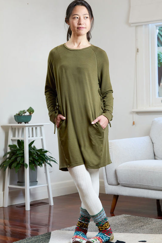 bamboo dress olive green dress comfortable dress leisure sustainable clothing made in australia