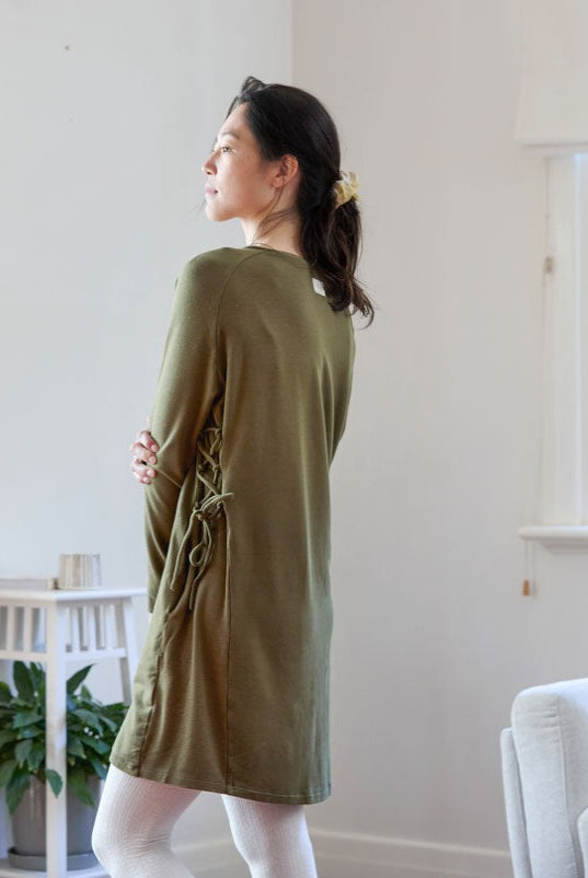 bamboo dress olive green dress comfortable dress leisure sustainable clothing made in australia