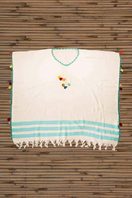 Turkish towel, Beach towels Bamboo Needlework Striped Poncho Flat