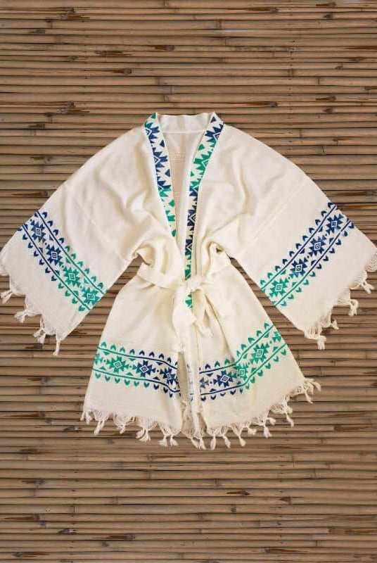 Turkish towel, beach towels Bamboo Woodblock Print Robe