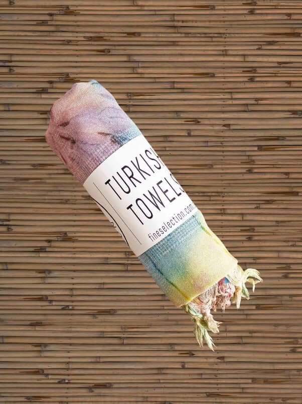 Turkish towel,  Beach towels Tie-dye Bamboo Loincloth Towel rolled
