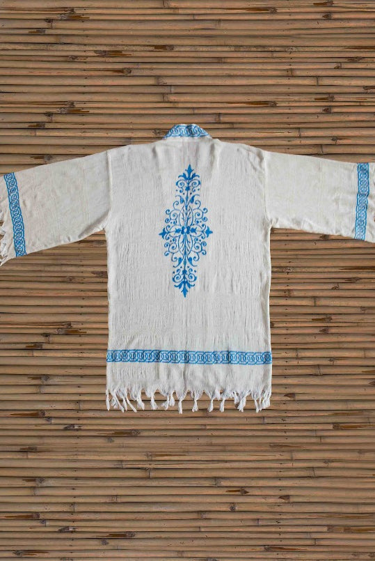 printed linen robe kimono