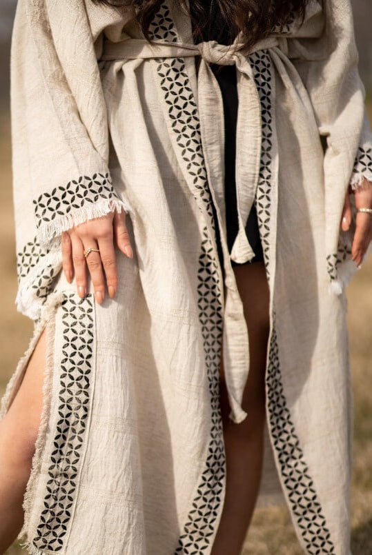 turkish linen robe washed linen kimono