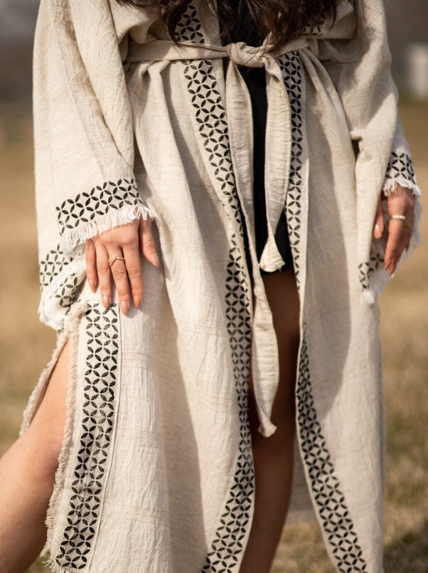 turkish linen robe washed linen kimono