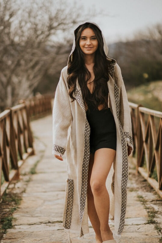 hooded robe turkish linen robe kimono