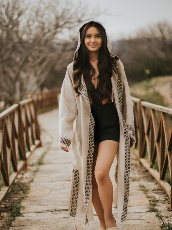 hooded robe turkish linen robe kimono