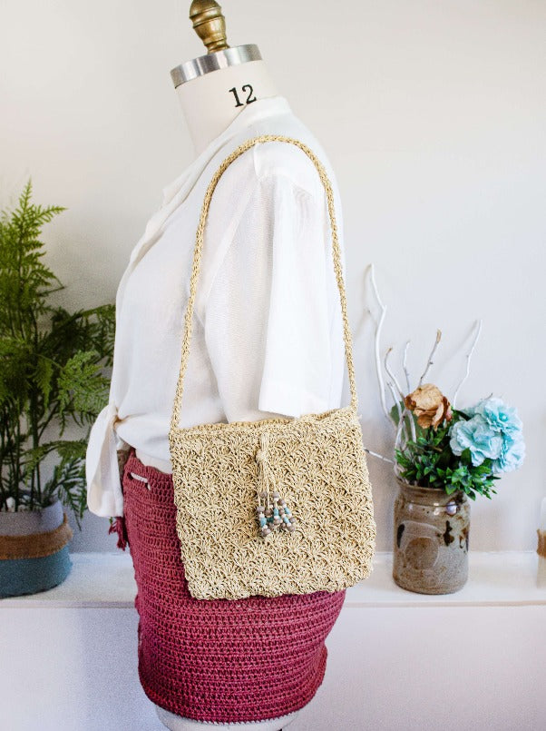 Beaded mini shop tote bag