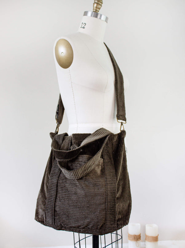 cotton corduroy tote bag,made in australia bag, melbourne made bag, green cord bag, green bag, cotton corduroy, tote bag