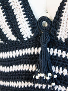 black cream hand-crocheted bralette top bustier top