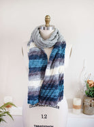 blue scarf petrol blue tones hand-knitted scarf