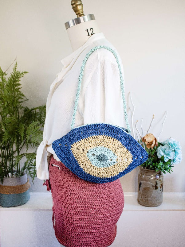 evil eye clutch hand-crochet clutch bag crochet bag