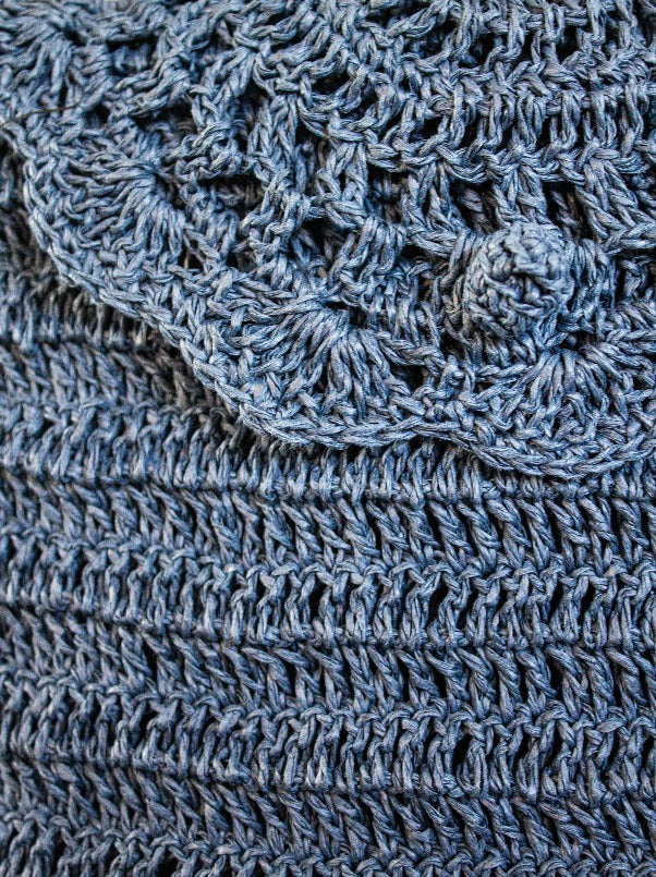 hand-crochet bag navy shoulder bag navy cross body bag navy straw bag