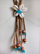 genuine seashell necklace suede wood glass beads handmade