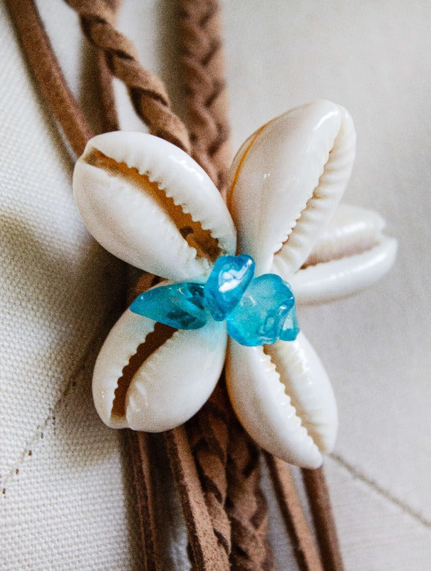genuine seashell necklace suede wood glass beads handmade