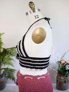 black cream hand-crocheted bralette top bustier top