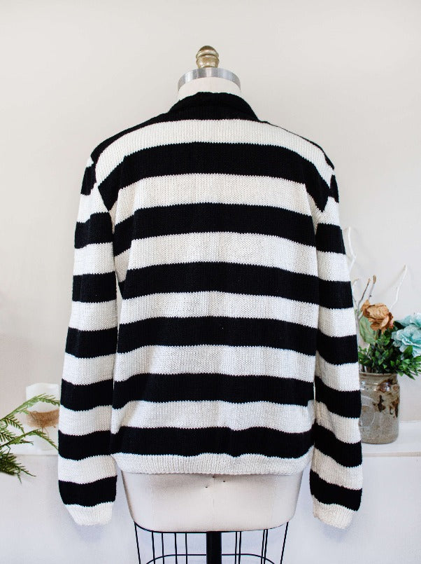 black and white cardigan knit cardigan black cardigan hand-knitted