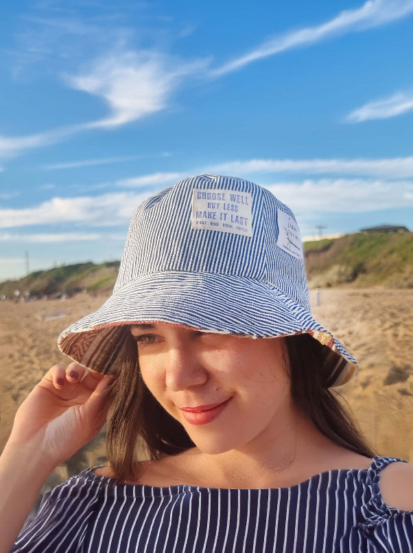 reversible bucket hat made in melbourne cotton for summer