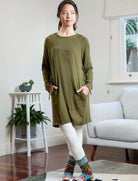 bamboo dress olive green dress comfortable dress leisure sustainable clothing made in australia