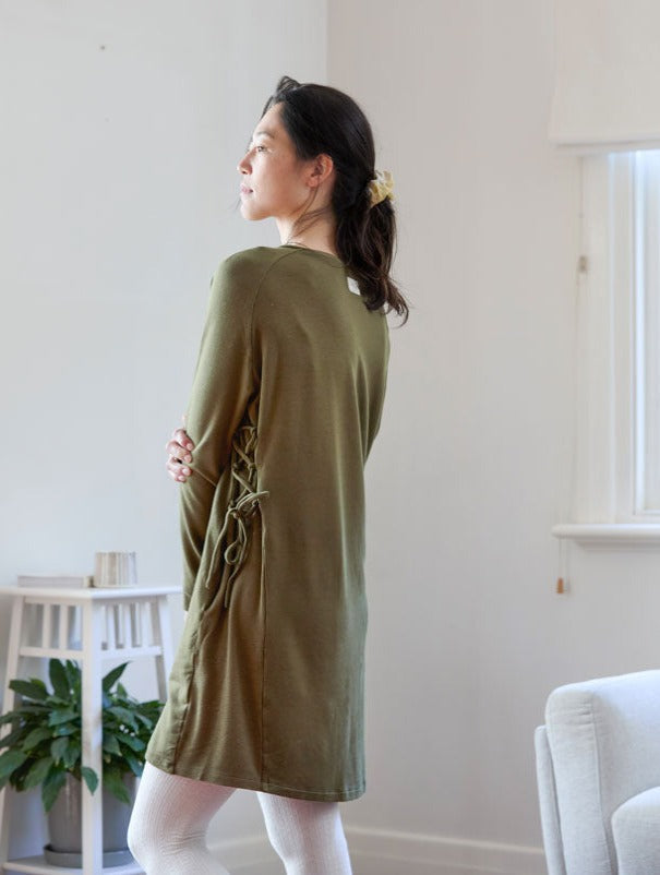bamboo dress olive green dress comfortable dress leisure sustainable clothing made in australia
