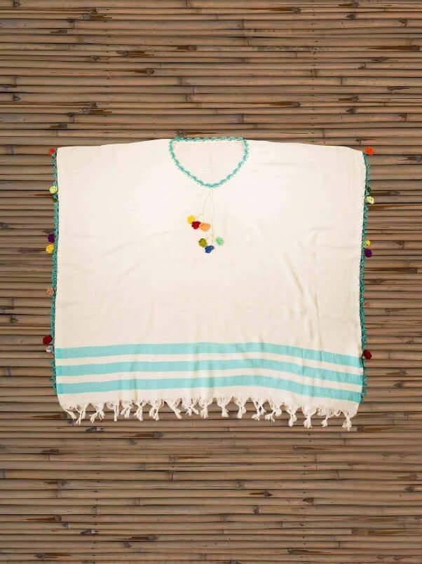 Turkish towel,  Beach towels Bamboo Needlework Striped Poncho Flat