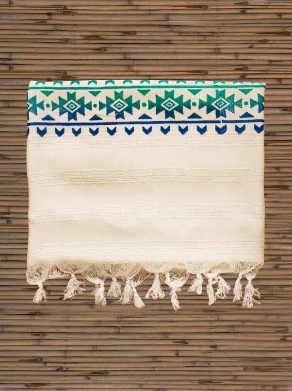 Turkish towel,  Beach towels Woodblock Print Loincloth Towel folded