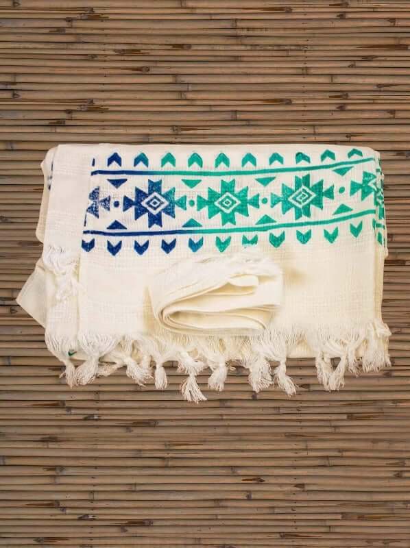 Turkish towel,  beach towels Bamboo Woodblock Print Robe Details