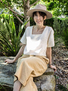 washed linen natural top made in australia